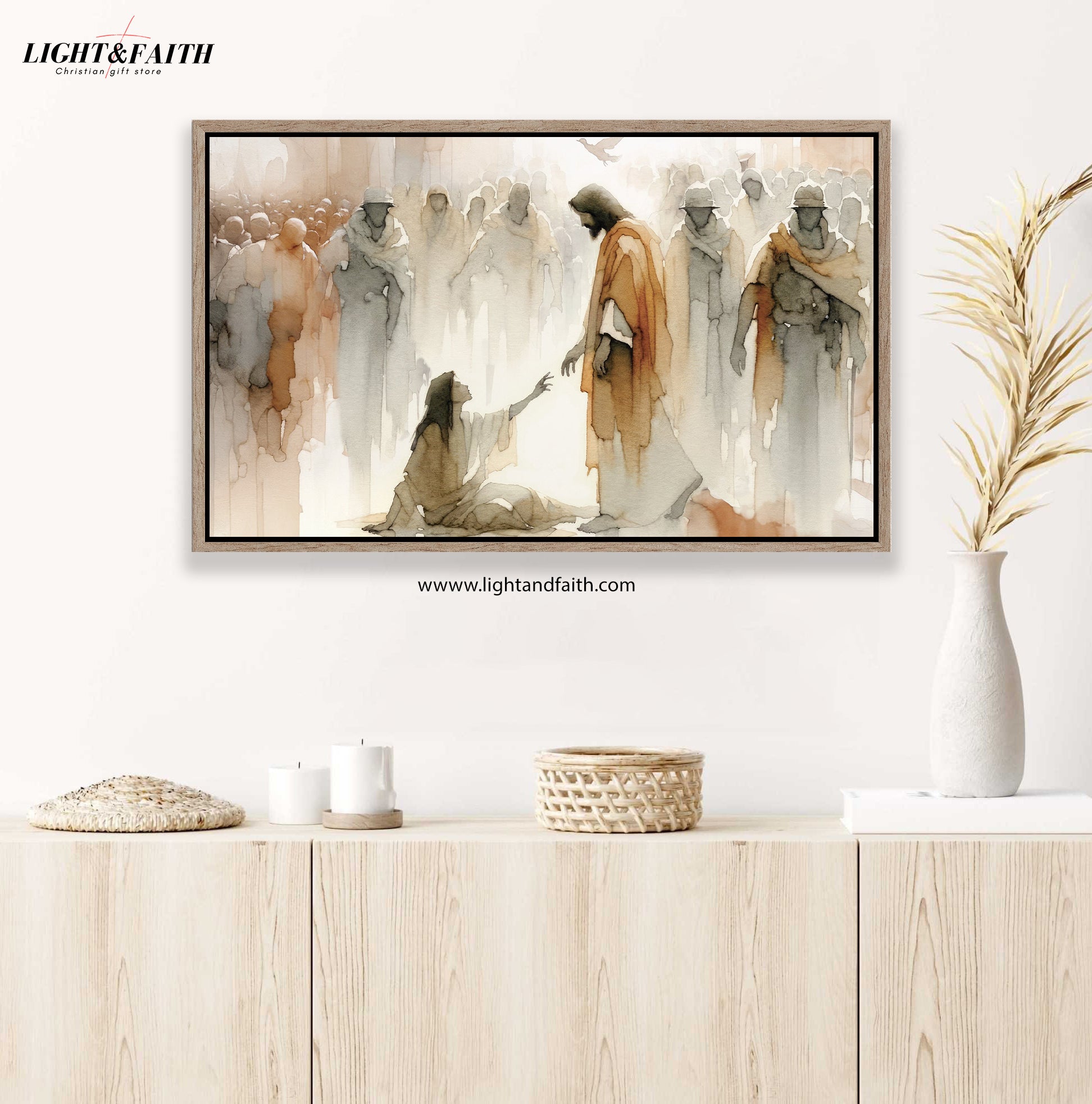 Woman Healed Poster, Jesus Miracle Wall art, Christian Meaningful Minimal Poster, LDS Home Decor, Bible Art Poster